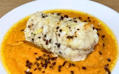 Roasted Monkfish with Creamy Coconut Sweet Potato Purée